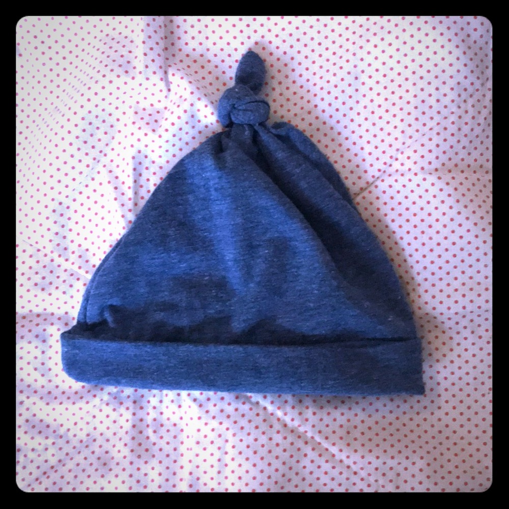 Heather blue baby hat